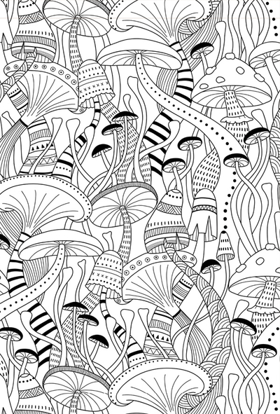 Coloring postcard - mushrooms
