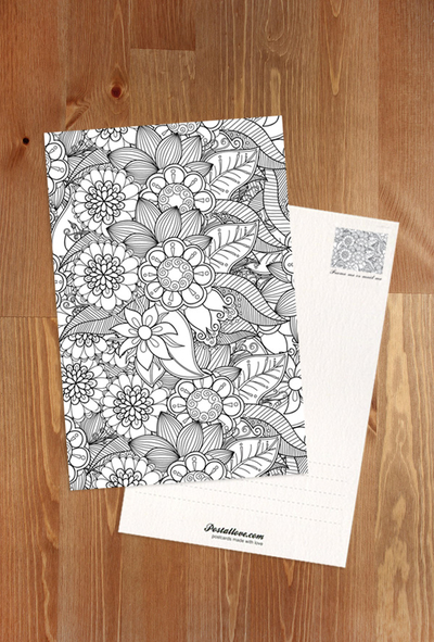 Coloring postcard - flowers