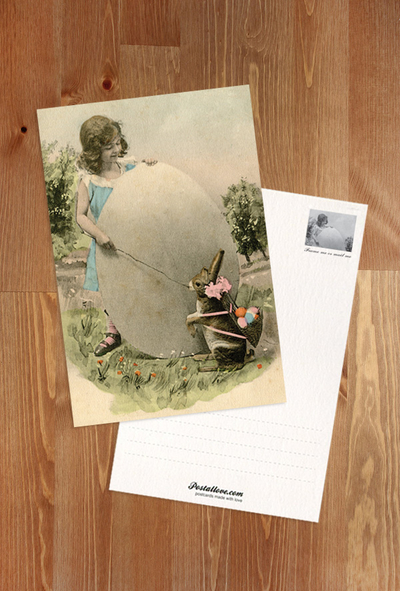 Girl with Easter Egg and Bunny