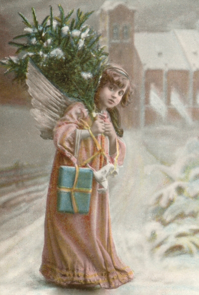 Angel with a christmas tree