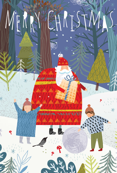 Santa, children and winter